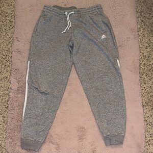 Adidas Women's Gray Joggers with White Accents